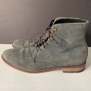 BANANA REPUBLIC MENS SUEDE LACE UP ANKLE BIKER GREEN BOOTS SIZE 10.5